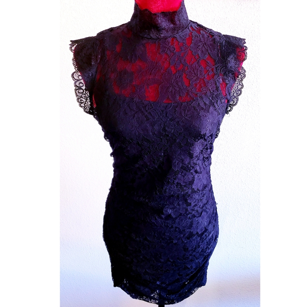Lace choker Fitted Dress